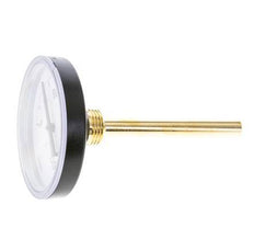 0 to +120°C Plastic Bimetallic Thermometer 80mm Cabinet 100mm Stem with Thermowell
