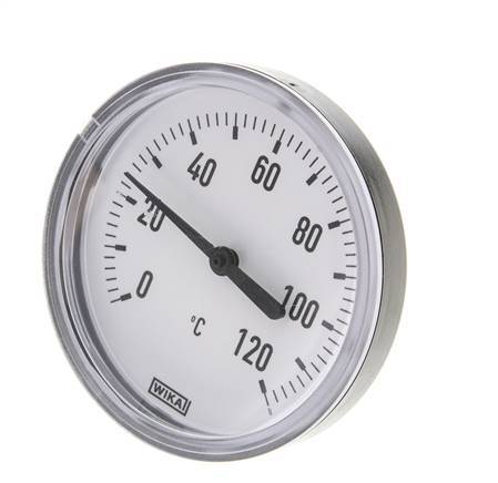 0 to +120°C Plastic Bimetallic Thermometer 80mm Cabinet 40mm Stem with Thermowell