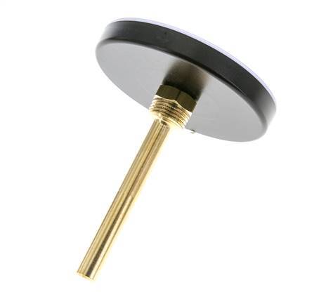 0 to +60°C Plastic Bimetallic Thermometer 100mm Cabinet 100mm Stem with Thermowell