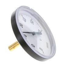 0 to +60°C Plastic Bimetallic Thermometer 100mm Cabinet 40mm Stem with Thermowell