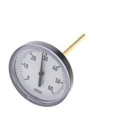 0 to +60°C Plastic Bimetallic Thermometer 80mm Cabinet 100mm Stem with Thermowell