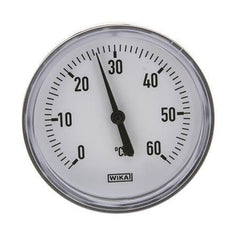 0 to +60°C Plastic Bimetallic Thermometer 80mm Cabinet 40mm Stem with Thermowell