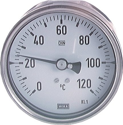 +10 bis +90°C Petrochemisches Bimetall-Thermometer aus Edelstahl 63mm Gehäuse 100mm Spindel hinten