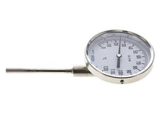 0 bis +120°C Bimetall-Thermometer aus Edelstahl 100mm Gehäuse 100mm Schaftboden