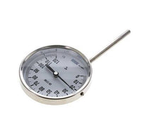 0 bis +120°C Bimetall-Thermometer aus Edelstahl 100mm Gehäuse 100mm Schaftboden