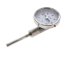 0 bis +120°C Bimetall-Thermometer aus Edelstahl 63mm Gehäuse 63mm Schaftunterteil