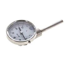 0 bis +120°C Bimetall-Thermometer aus Edelstahl 63mm Gehäuse 63mm Schaftunterteil