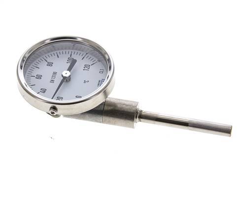 0 bis +120°C Bimetall-Thermometer aus Edelstahl 63mm Gehäuse 63mm Schaftunterteil