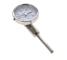 0 bis +120°C Bimetall-Thermometer aus Edelstahl 63mm Gehäuse 63mm Schaftunterteil
