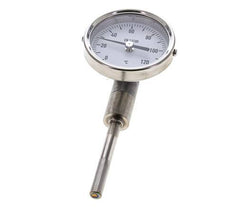 0 bis +120°C Bimetall-Thermometer aus Edelstahl 63mm Gehäuse 63mm Schaftunterteil