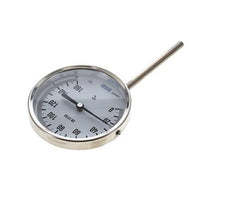 0 bis +160°C Bimetall-Thermometer aus Edelstahl 100mm Gehäuse 100mm Schaftboden