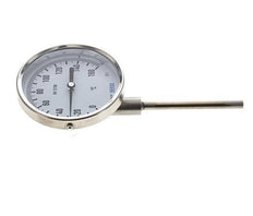 0 bis +160°C Bimetall-Thermometer aus Edelstahl 100mm Gehäuse 100mm Schaftboden