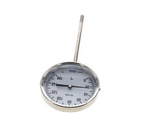 0 bis +160°C Bimetall-Thermometer aus Edelstahl 100mm Gehäuse 160mm Schaftunterseite