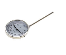 0 bis +160°C Bimetall-Thermometer aus Edelstahl 100mm Gehäuse 160mm Schaftunterseite