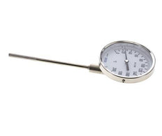 0 bis +200°C Bimetall-Thermometer aus Edelstahl 100mm Gehäuse 160mm Schaftunterseite