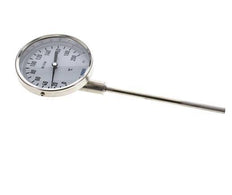 0 bis +200°C Bimetall-Thermometer aus Edelstahl 100mm Gehäuse 160mm Schaftunterseite