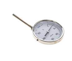 0 bis +250°C Bimetall-Thermometer aus Edelstahl 100mm Gehäuse 100mm Schaftboden