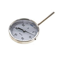 0 bis +250°C Bimetall-Thermometer aus Edelstahl 100mm Gehäuse 100mm Schaftboden