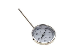 0 bis +250°C Bimetall-Thermometer aus Edelstahl 100mm Gehäuse 160mm Schaftunterseite