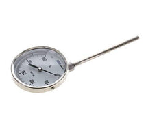 0 bis +250°C Bimetall-Thermometer aus Edelstahl 100mm Gehäuse 160mm Schaftunterseite