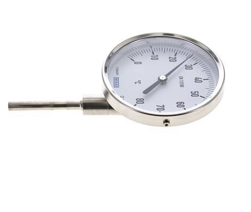 -20 bis +60°C Bimetall-Thermometer aus Edelstahl 100mm Gehäuse 100mm Schaftboden