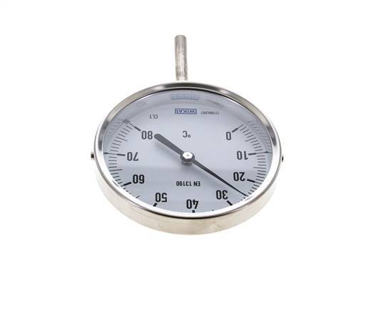 -20 bis +60°C Bimetall-Thermometer aus Edelstahl 100mm Gehäuse 100mm Schaftboden