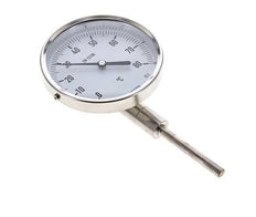 -20 bis +60°C Bimetall-Thermometer aus Edelstahl 100mm Gehäuse 100mm Schaftboden