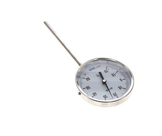 -20 bis +60°C Bimetall-Thermometer aus Edelstahl 100mm Gehäuse 160mm Schaftunterteil
