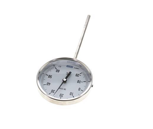 -20 bis +60°C Bimetall-Thermometer aus Edelstahl 100mm Gehäuse 160mm Schaftunterteil