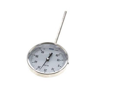 -20 bis +60°C Bimetall-Thermometer aus Edelstahl 100mm Gehäuse 160mm Schaftunterteil
