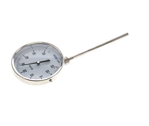 -20 bis +60°C Bimetall-Thermometer aus Edelstahl 100mm Gehäuse 160mm Schaftunterteil