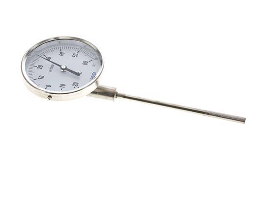 -20 bis +60°C Bimetall-Thermometer aus Edelstahl 100mm Gehäuse 160mm Schaftunterteil