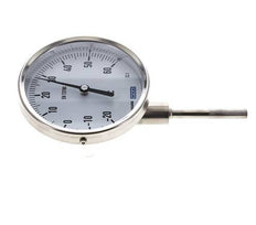 -20 bis +60°C Bimetall-Thermometer aus Edelstahl 100mm Gehäuse 63mm Schaftunterseite
