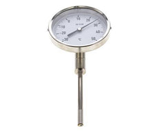 -30 bis +50°C Bimetall-Thermometer aus Edelstahl 100mm Gehäuse 100mm Schaftboden