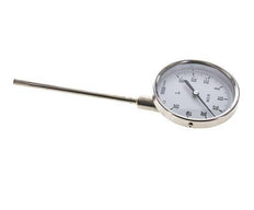 -30 bis +50°C Bimetall-Thermometer aus Edelstahl 100mm Gehäuse 160mm Schaftunterteil