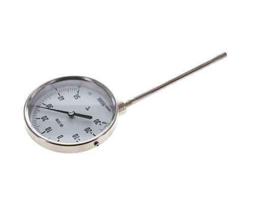-30 bis +50°C Bimetall-Thermometer aus Edelstahl 100mm Gehäuse 160mm Schaftunterteil