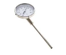 -30 bis +50°C Bimetall-Thermometer aus Edelstahl 100mm Gehäuse 160mm Schaftunterteil