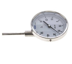 -30 bis +50°C Bimetall-Thermometer aus Edelstahl 100mm Gehäuse 63mm Schaftunterseite