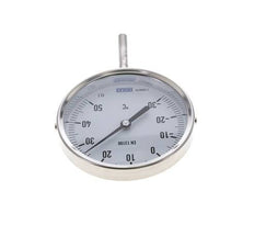-30 bis +50°C Bimetall-Thermometer aus Edelstahl 100mm Gehäuse 63mm Schaftunterseite
