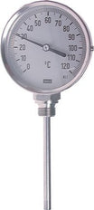 0 bis +60°C Bimetall-Industriethermometer aus Edelstahl 160mm Gehäuse 200mm Schaftboden