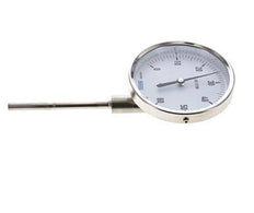 0 bis +60°C Bimetall-Thermometer aus Edelstahl 100mm Gehäuse 100mm Schaftboden