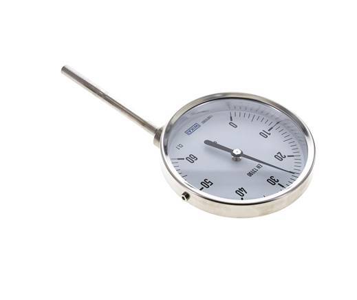 0 bis +60°C Bimetall-Thermometer aus Edelstahl 100mm Gehäuse 100mm Schaftboden