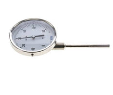 0 bis +60°C Bimetall-Thermometer aus Edelstahl 100mm Gehäuse 100mm Schaftboden