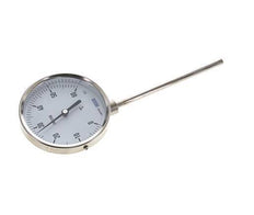0 bis +60°C Bimetall-Thermometer aus Edelstahl 100mm Gehäuse 160mm Schaftunterteil