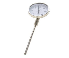 0 bis +60°C Bimetall-Thermometer aus Edelstahl 100mm Gehäuse 160mm Schaftunterteil