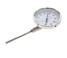 0 bis +80°C Bimetall-Thermometer aus Edelstahl 100mm Gehäuse 100mm Schaftboden