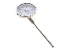 0 bis +80°C Bimetall-Thermometer aus Edelstahl 100mm Gehäuse 63mm Schaftunterseite