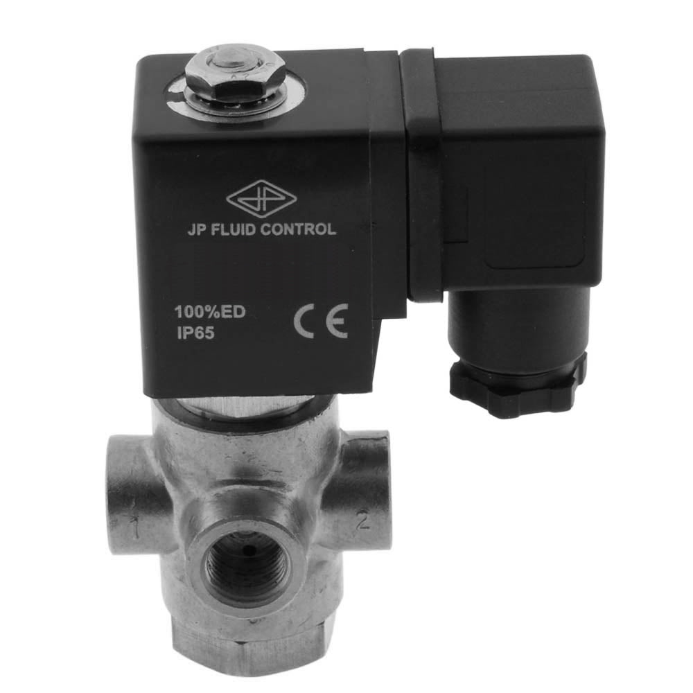 Magnetventil TP-DB 1/4'' 3/2 Wege NO Edelstahl FKM 0-2bar 12V DC