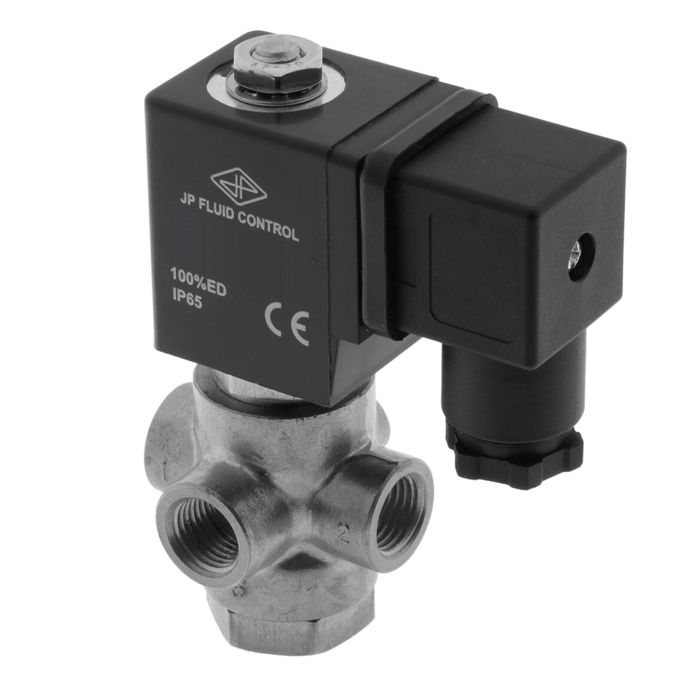 Magnetventil TP-DB 1/4'' 3/2 Wege NO Edelstahl FKM 0-2bar 12V DC