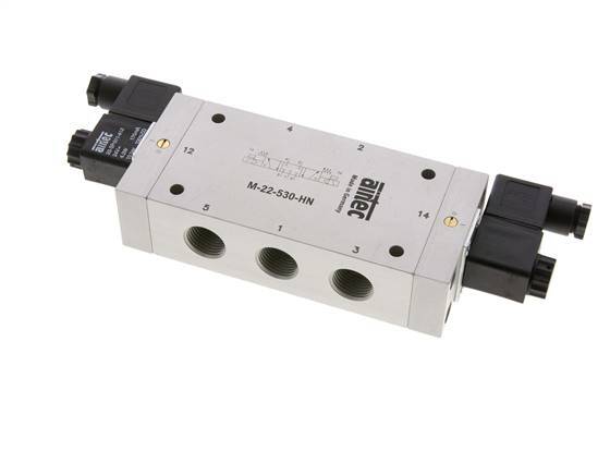 5/3 G1/2'' Center Closed Magnetventil 24V AC 3-10bar/42-140psi Airtec